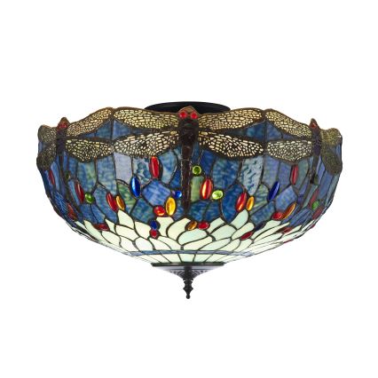 Endon 111899 - Candeeiro de tecto Tiffany DRAGONFLY 3xE27/10W/230V Ø 50 cm