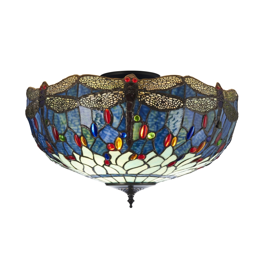 Endon 111899 - Candeeiro de tecto Tiffany DRAGONFLY 3xE27/10W/230V Ø 50 cm