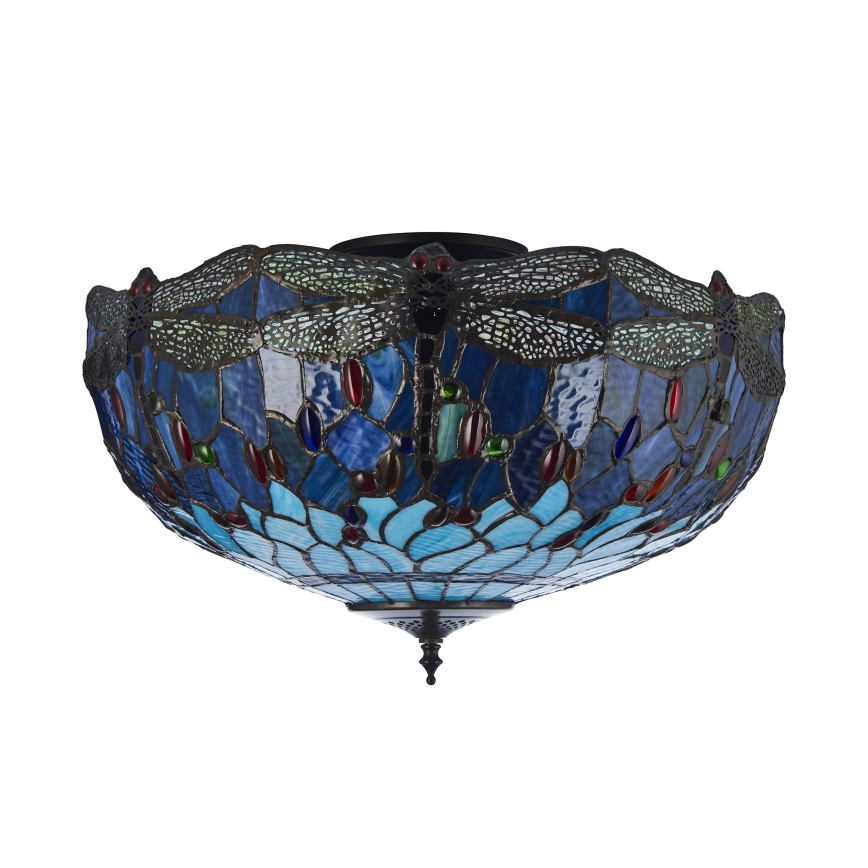 Endon 111899 - Candeeiro de tecto Tiffany DRAGONFLY 3xE27/10W/230V Ø 50 cm