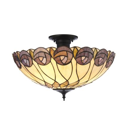 Endon 111906 - Lustre de teto Tiffany HUTCHINSON, de montagem em superfície, 3xE27/10W/230V, Ø 50 cm