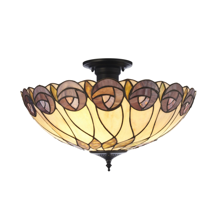 Endon 111906 - Lustre de teto Tiffany HUTCHINSON, de montagem em superfície, 3xE27/10W/230V, Ø 50 cm