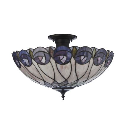 Endon 111906 - Lustre de teto Tiffany HUTCHINSON, de montagem em superfície, 3xE27/10W/230V, Ø 50 cm