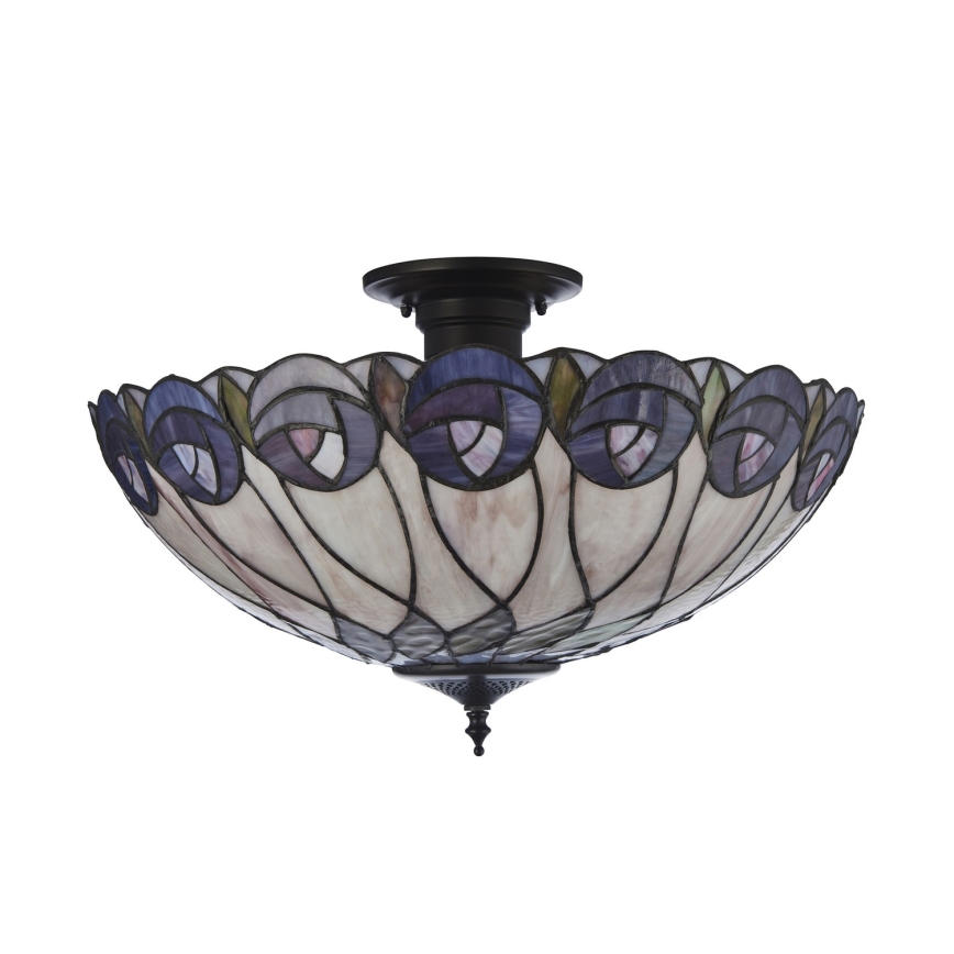Endon 111906 - Lustre de teto Tiffany HUTCHINSON, de montagem em superfície, 3xE27/10W/230V, Ø 50 cm