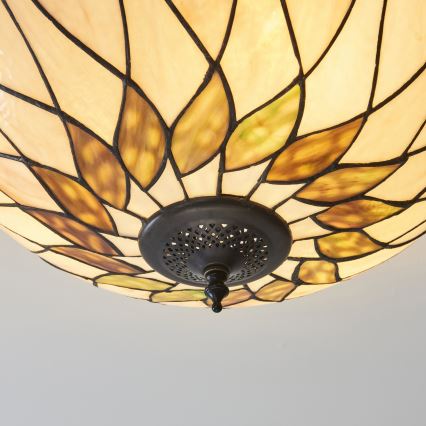 Endon 111906 - Lustre de teto Tiffany HUTCHINSON, de montagem em superfície, 3xE27/10W/230V, Ø 50 cm
