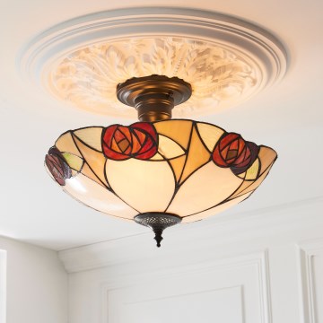 Endon 111907 - Lustre de tecto sobreposto Tiffany INGRAM 3xE27/10W/230V diâmetro 45 cm