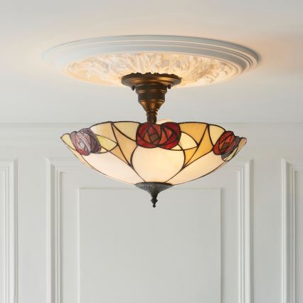 Endon 111907 - Lustre de tecto sobreposto Tiffany INGRAM 3xE27/10W/230V diâmetro 45 cm
