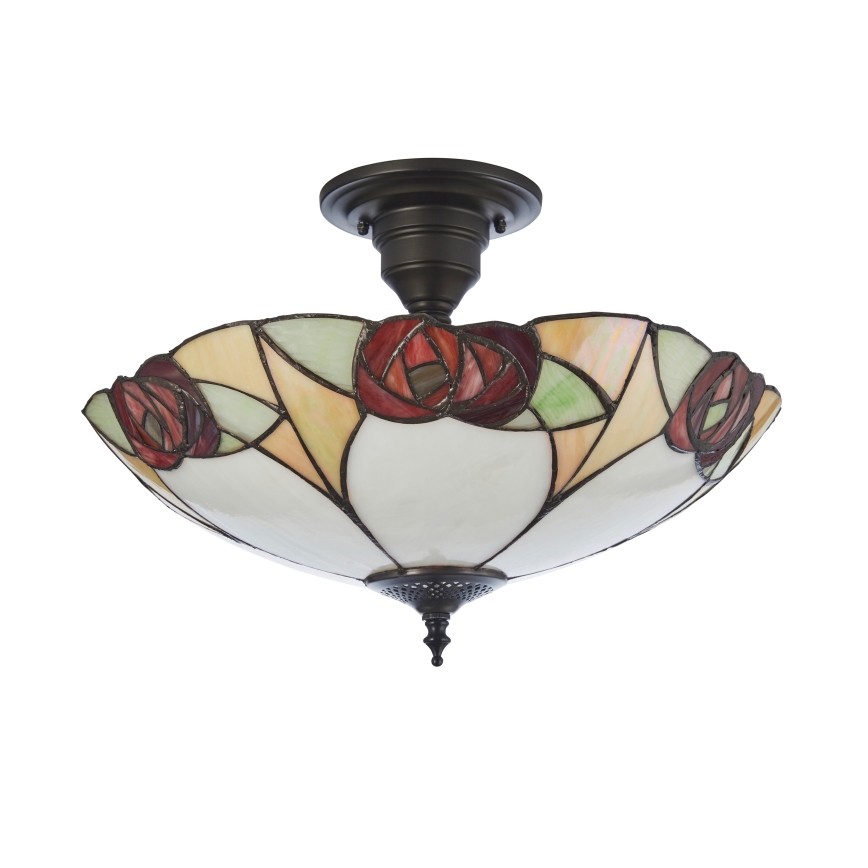Endon 111907 - Lustre de tecto sobreposto Tiffany INGRAM 3xE27/10W/230V diâmetro 45 cm