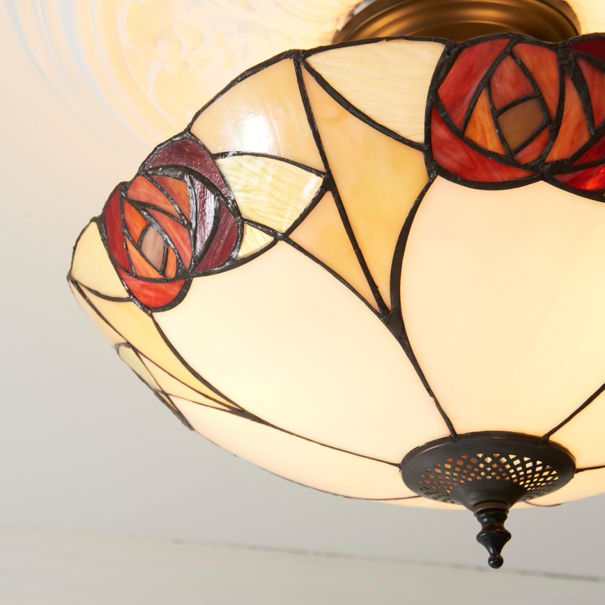 Endon 111907 - Lustre de tecto sobreposto Tiffany INGRAM 3xE27/10W/230V diâmetro 45 cm
