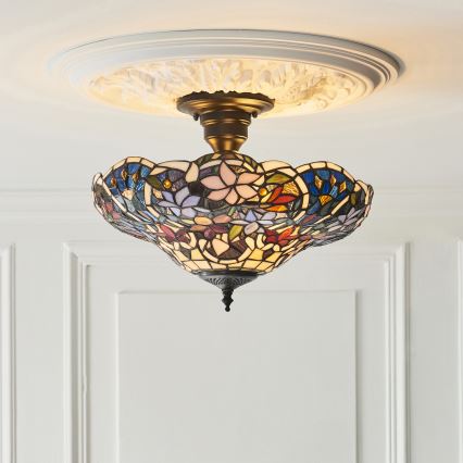 Endon 111915 - Lustre de teto de superfície Tiffany SULLIVAN 3xE27/10W/230V Ø 40 cm