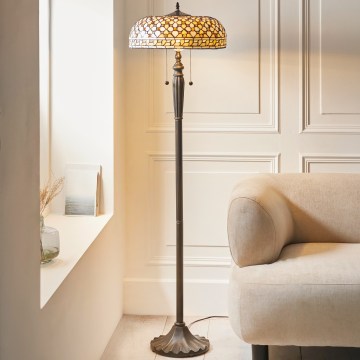 Endon 111921 - Candeeiro de pé Tiffany MILLE FEUX 2xE27/10W/230V Ø 45 cm
