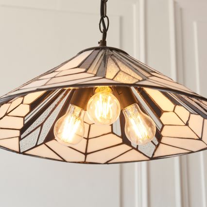 Endon 111922 - Lustre com corrente Tiffany ASTORIA 3xE27/10W/230V Ø 48 cm