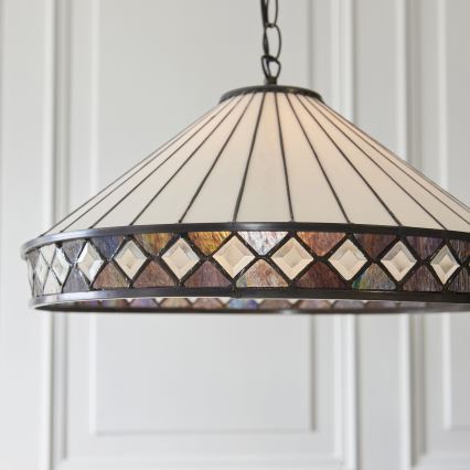 Endon 111961 - Lustre Tiffany FARGO com corrente 3xE27/10W/230V Ø 50 cm