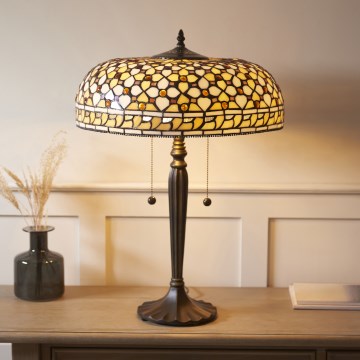 Endon 112178 - Candeeiro de mesa Tiffany MILLE FEUX 2xE14/40W/230V, diâmetro 45 cm