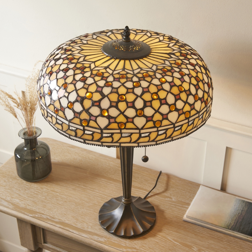 Endon 112178 - Candeeiro de mesa Tiffany MILLE FEUX 2xE14/40W/230V, diâmetro 45 cm