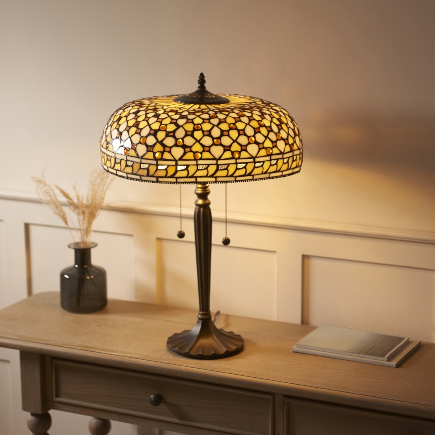 Endon 112178 - Candeeiro de mesa Tiffany MILLE FEUX 2xE14/40W/230V, diâmetro 45 cm