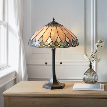 Endon 112183 - Candeeiro de mesa Tiffany BROOKLYN 2xE14/10W/230V diâmetro 40 cm