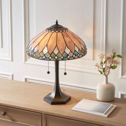 Endon 112183 - Candeeiro de mesa Tiffany BROOKLYN 2xE14/10W/230V diâmetro 40 cm