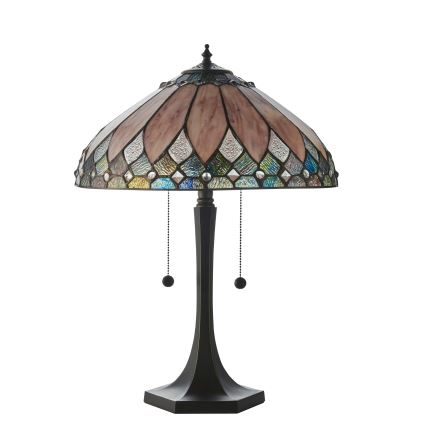 Endon 112183 - Candeeiro de mesa Tiffany BROOKLYN 2xE14/10W/230V diâmetro 40 cm