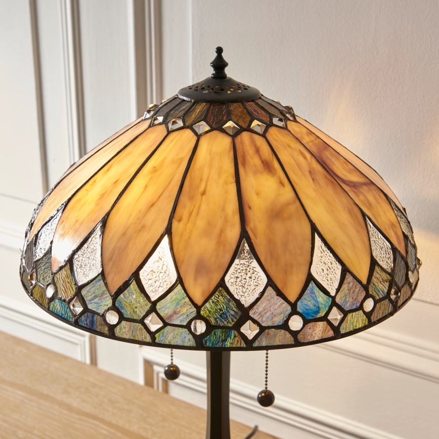 Endon 112183 - Candeeiro de mesa Tiffany BROOKLYN 2xE14/10W/230V diâmetro 40 cm
