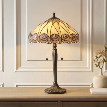 Endon 112184 - Candeeiro de mesa Tiffany HUTCHINSON 2x E27/10W/230V Ø 40 cm