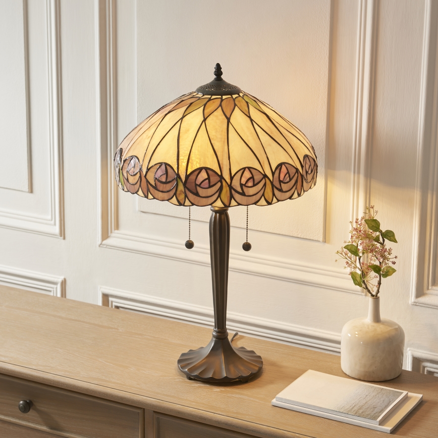 Endon 112184 - Candeeiro de mesa Tiffany HUTCHINSON 2x E27/10W/230V Ø 40 cm