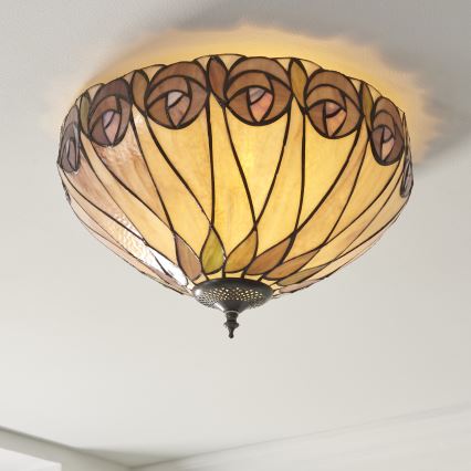 Endon 112188 - Candeeiro de teto Tiffany HUTCHINSON 2xE27/60W/230V Ø 40 cm