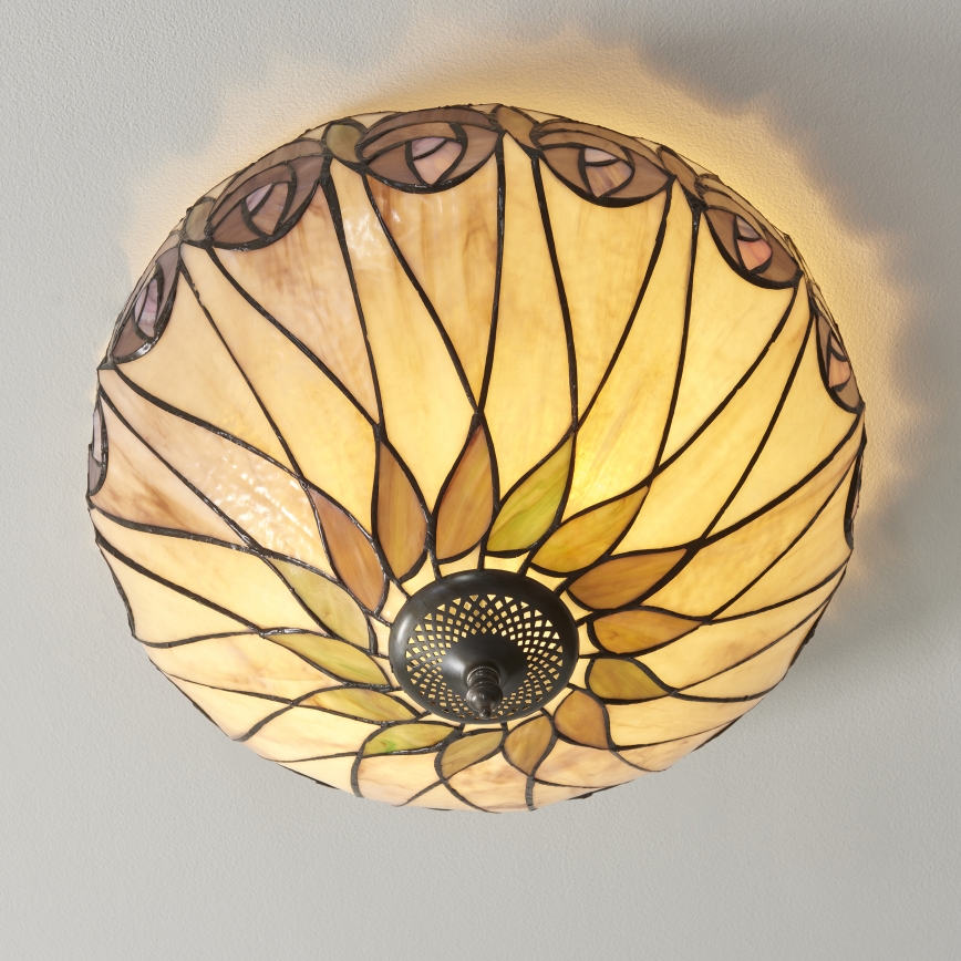 Endon 112188 - Candeeiro de teto Tiffany HUTCHINSON 2xE27/60W/230V Ø 40 cm