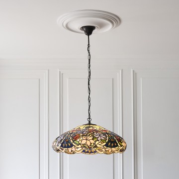 Endon 112193 - Lustre suspenso com corrente Tiffany SULLIVAN 3xE27/60W/230V Ø 57 cm