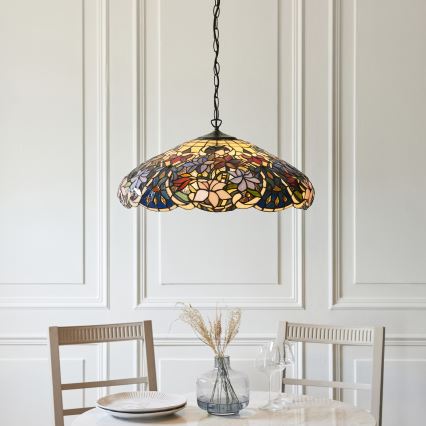 Endon 112193 - Lustre suspenso com corrente Tiffany SULLIVAN 3xE27/60W/230V Ø 57 cm