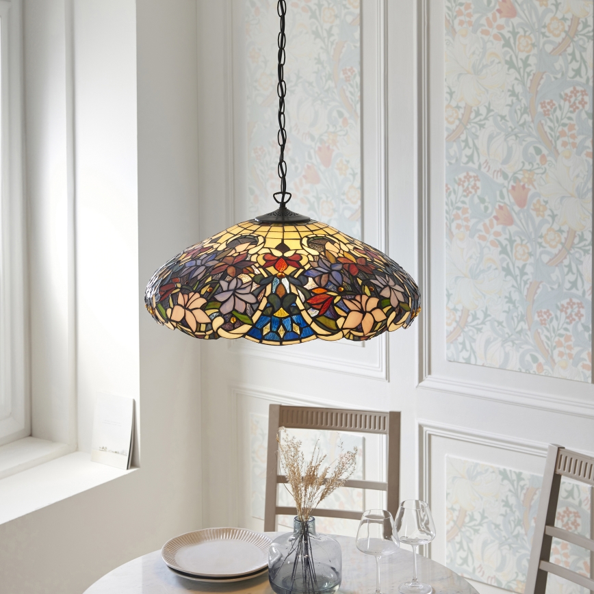 Endon 112193 - Lustre suspenso com corrente Tiffany SULLIVAN 3xE27/60W/230V Ø 57 cm