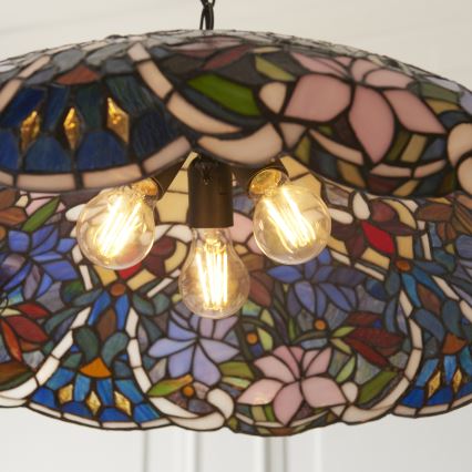 Endon 112193 - Lustre suspenso com corrente Tiffany SULLIVAN 3xE27/60W/230V Ø 57 cm