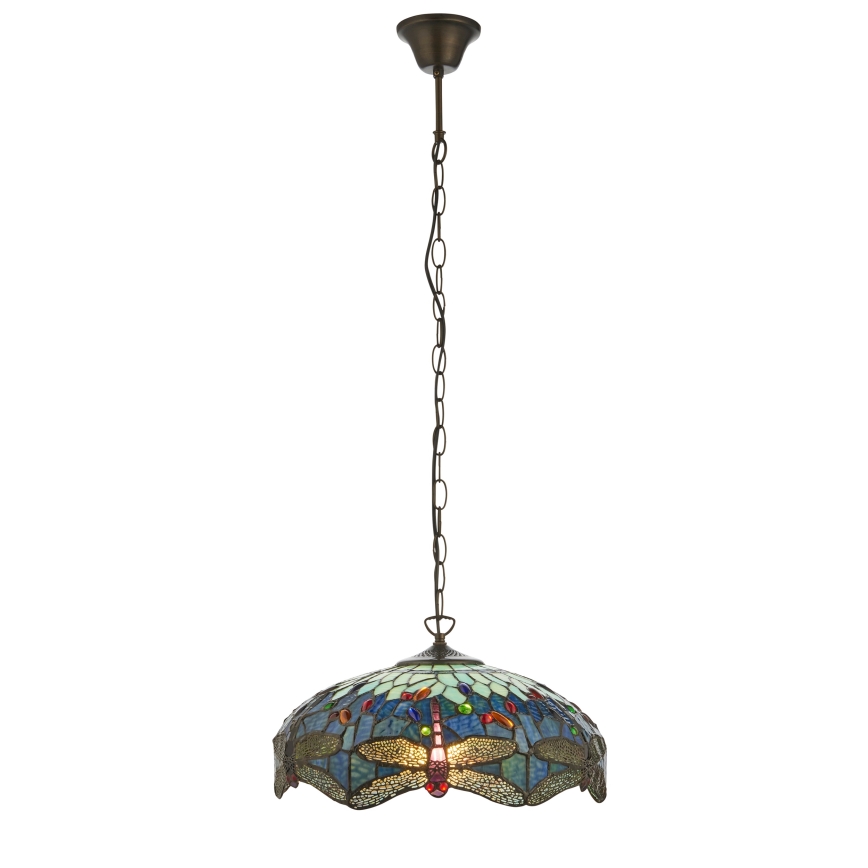 Endon 112195 - Lustre suspenso com corrente Tiffany DRAGONFLY 1xE27/60W/230V Ø 41 cm
