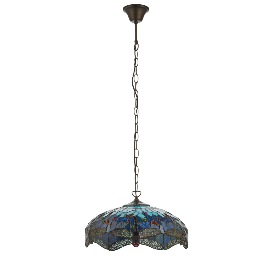 Endon 112195 - Lustre suspenso com corrente Tiffany DRAGONFLY 1xE27/60W/230V Ø 41 cm