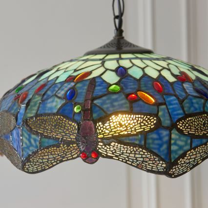 Endon 112195 - Lustre suspenso com corrente Tiffany DRAGONFLY 1xE27/60W/230V Ø 41 cm