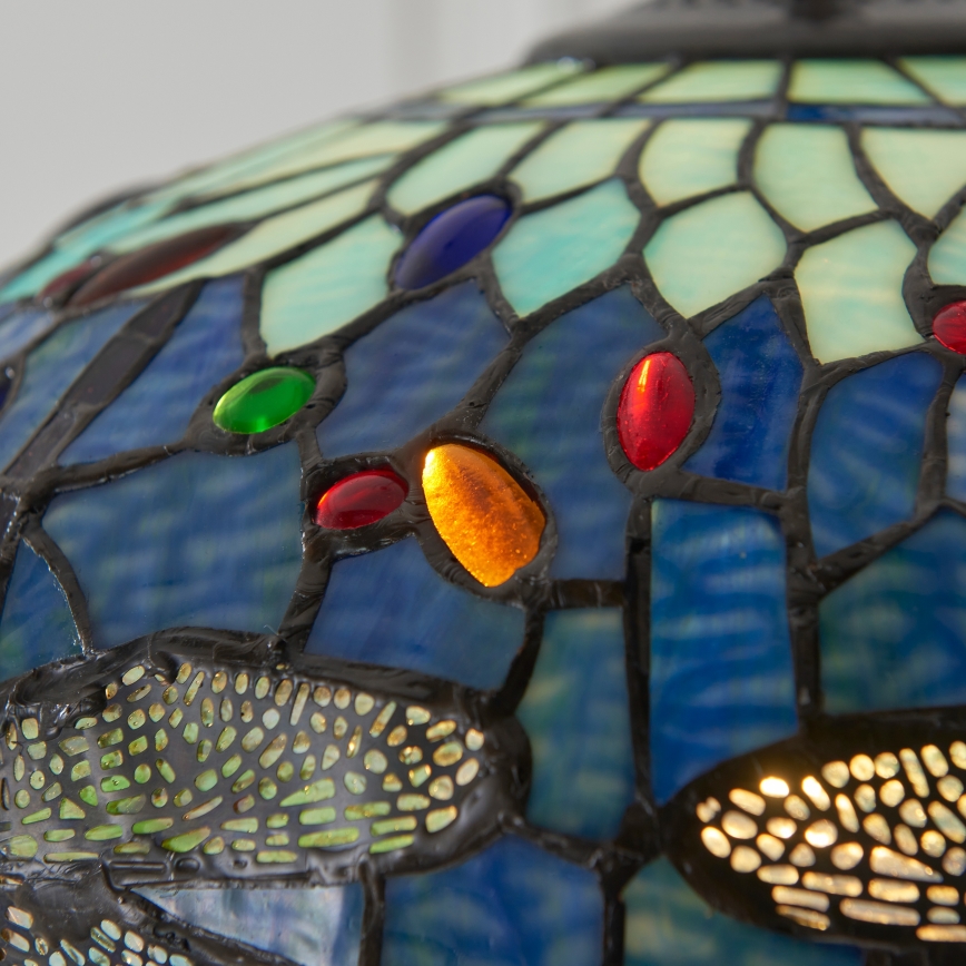 Endon 112195 - Lustre suspenso com corrente Tiffany DRAGONFLY 1xE27/60W/230V Ø 41 cm