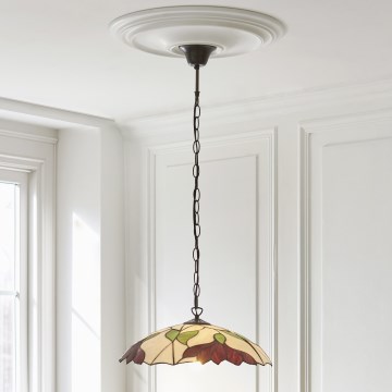 Endon 112246 - Lustre suspenso com corrente Tiffany BOTANICA 1xE27/60W/230V Ø 45 cm
