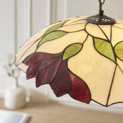 Endon 112246 - Lustre suspenso com corrente Tiffany BOTANICA 1xE27/60W/230V Ø 45 cm