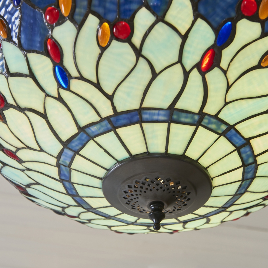 Endon 112250 - Lustre Tiffany DRAGONFLY com corrente, 3xE27/60W/230V, Ø 50 cm
