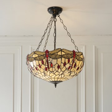 Endon 112251 - Lustre suspenso com corrente Tiffany DRAGONFLY 3xE27/60W/230V Ø 50 cm