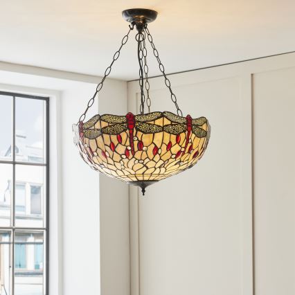 Endon 112251 - Lustre suspenso com corrente Tiffany DRAGONFLY 3xE27/60W/230V Ø 50 cm