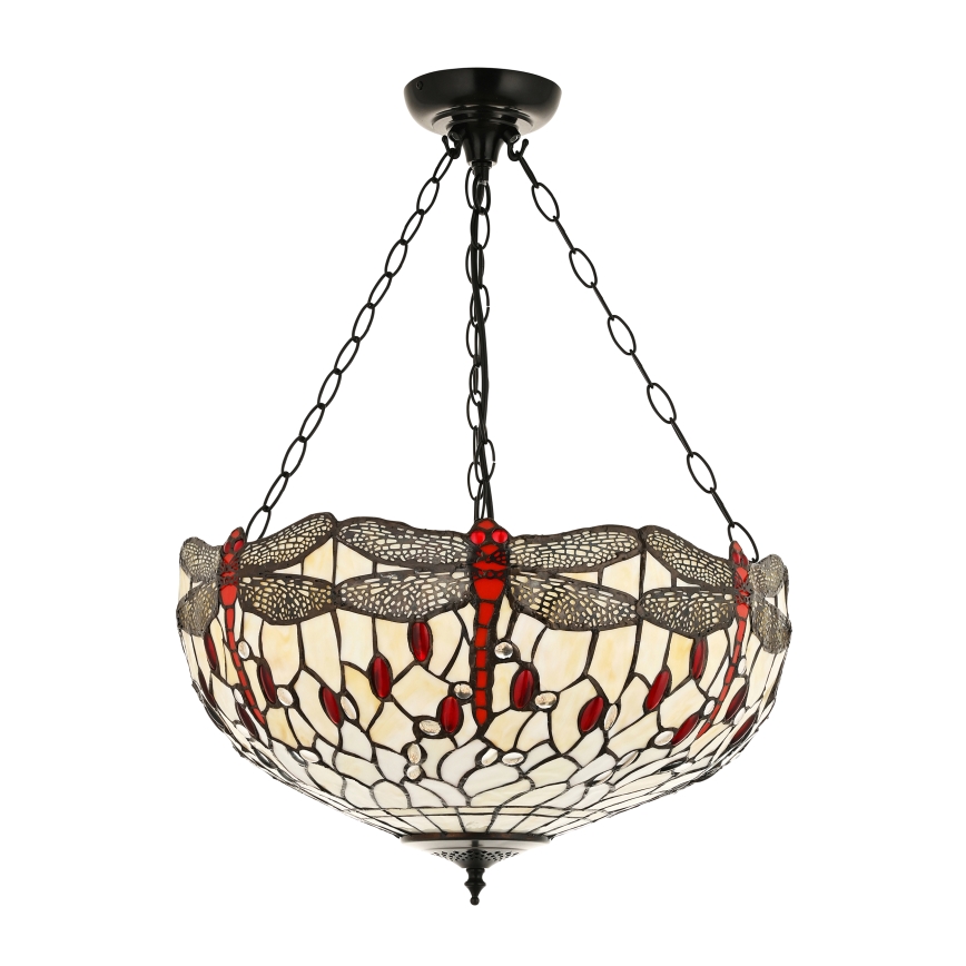 Endon 112251 - Lustre suspenso com corrente Tiffany DRAGONFLY 3xE27/60W/230V Ø 50 cm