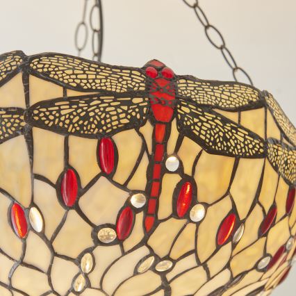 Endon 112251 - Lustre suspenso com corrente Tiffany DRAGONFLY 3xE27/60W/230V Ø 50 cm