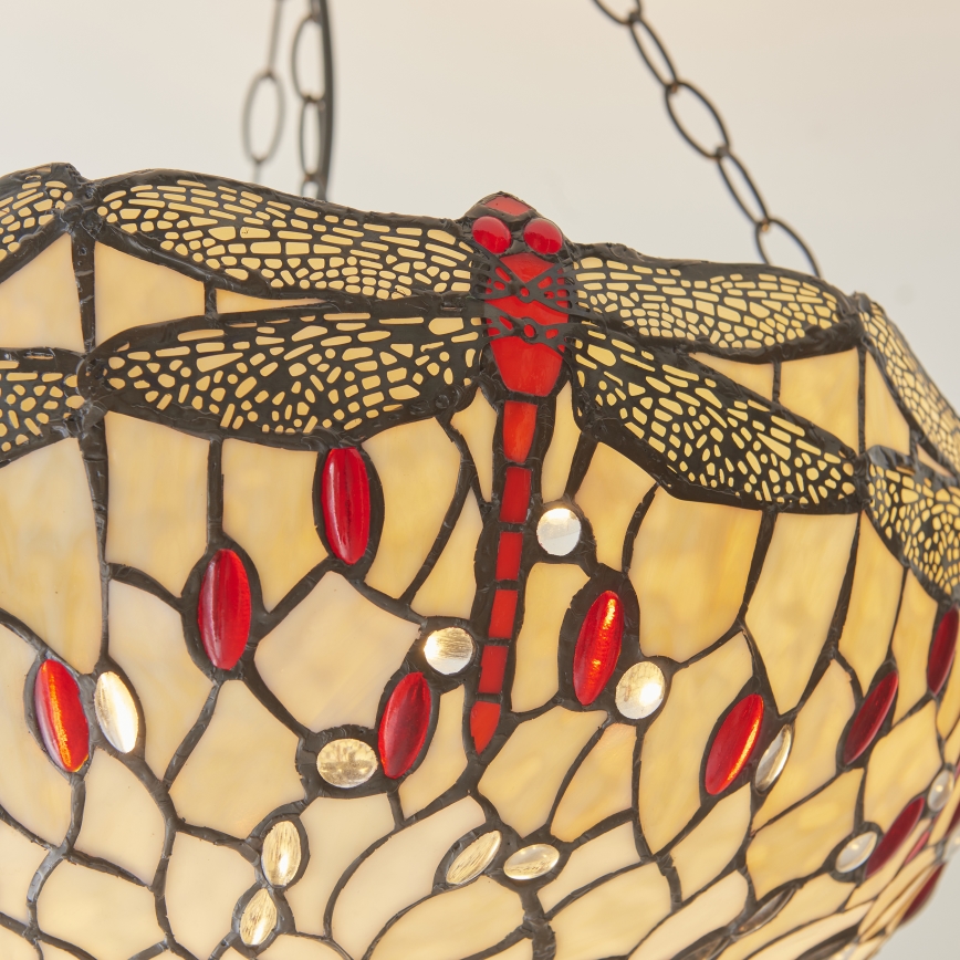 Endon 112251 - Lustre suspenso com corrente Tiffany DRAGONFLY 3xE27/60W/230V Ø 50 cm