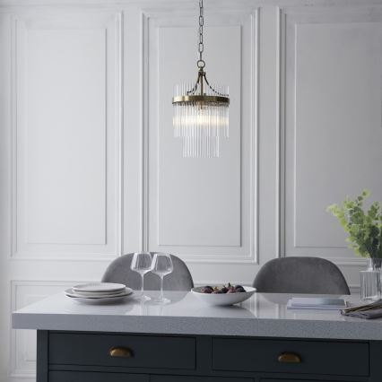 Endon 112572 - Lustre suspenso em corrente MARIETTA 1xE27/10W/230V latão/vidro transparente