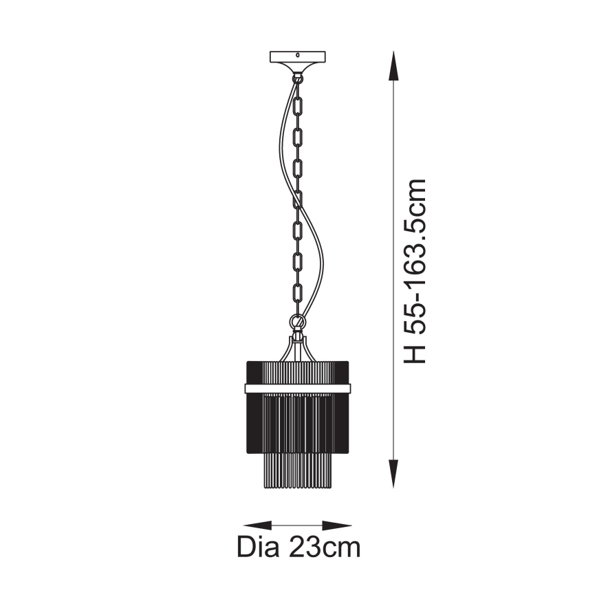 Endon 112572 - Lustre suspenso em corrente MARIETTA 1xE27/10W/230V latão/vidro transparente