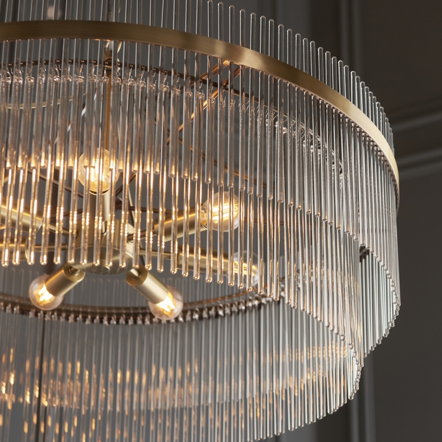 Endon 112574 - Lustre com corrente MARIETTA GRAND 7xE14/7W/230V latão/vidro transparente