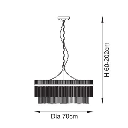 Endon 112574 - Lustre com corrente MARIETTA GRAND 7xE14/7W/230V latão/vidro transparente