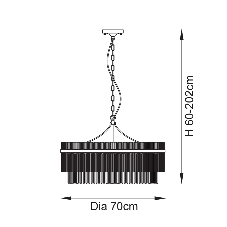 Endon 112574 - Lustre com corrente MARIETTA GRAND 7xE14/7W/230V latão/vidro transparente