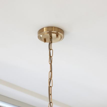 Endon 112859 - Lustre HARLOW com corrente 1xE27/10W/230V, latão