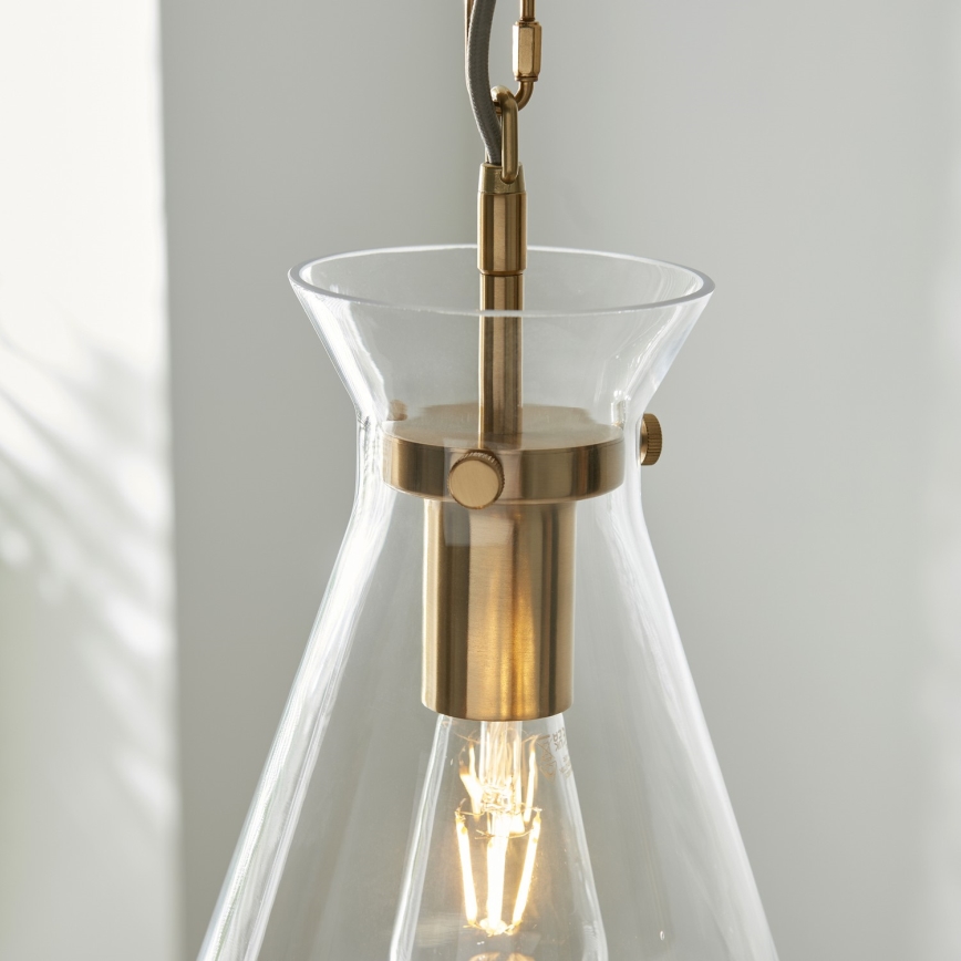 Endon 112859 - Lustre HARLOW com corrente 1xE27/10W/230V, latão